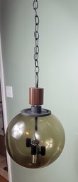 Amazing 1960's Smoked Glass Globe Swag/hanging Light (hard Wired, Untested, Has Wiring And Ceiling Plate)