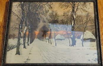 Henri Jourdain Signed Colored Etching 'The Glory Of Winter'