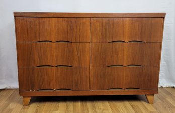 Amazing Wood Grain On This Vintage Teak MCM Double Dresser With Mirror Matching Highboy Lot #37