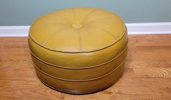 Large VIntage Golden Yellow Round Ottoman