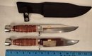 Two Large Survival Fixed Blade Knives, Steel Warrior, 440 Stainless Steel, With Clip Point Blades, Stainless