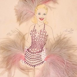 Tom Tierney (American, 1928-2014), Mixed Media Ink, Pigment, And Feathers On Paper Illustration Of Hollywood F
