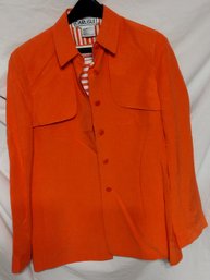Orange Jacket And Short Sleeve Top - With Orange And White Stripe - Size 8