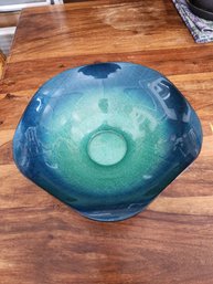 Blue And Green Seagrass Textured Bowl