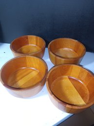 4 Wooden Serving Bowls