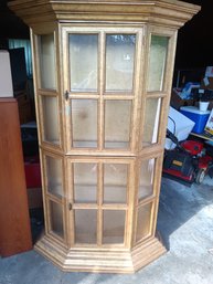 Beautiful Wooden And Glass Flat Back Wall Curio