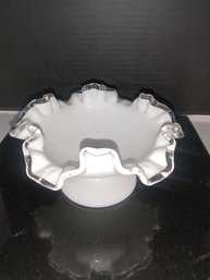 Vintage Milk Glass Crest Candy Dish