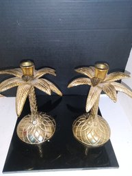 Metal Palm Tree Candlestick Holders