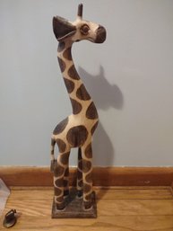 2 Ft Tall Carved Wooden Giraffe