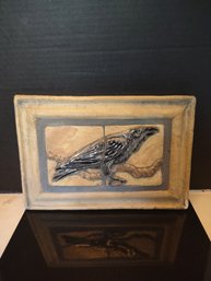 Vintage Clay Wall Plaque Of Crow Birds