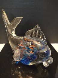 Vintage Large Murano Style Art Glass Scenic Whale