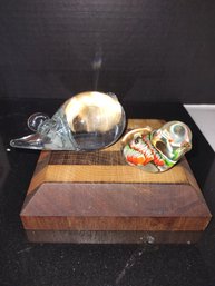 2 Vintage Art Glass Paperweights