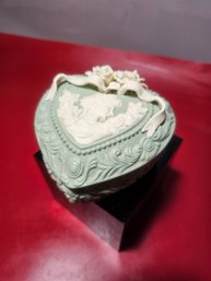 Vintage Cameo Trinket Box Jasperware