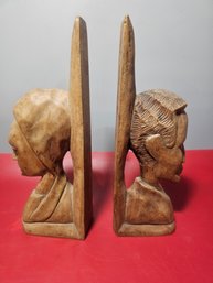 Wood Carved Bookends