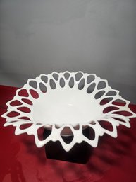 Westmoreland White Milk Glass Oval Bowl - Lacy Doric Border - Centerpiece Fruit