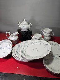 22 Pcs Set Haviland Bavaria Blue And Silver