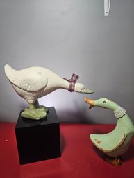 Two Wooden Geese