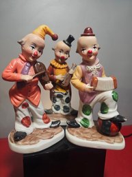 Three Bisque Figurines Of Clowns