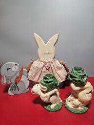 Rabbits Bunny Lot, Couple Candle Holders