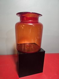 Vintage Or Antique Apothecary Container, Red To Brown Shaded Glass