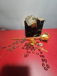 A Rose Dipped In Gold, Some Misc Jewelery, Religious