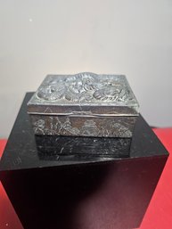 Japanese Dragon Trinket Box, Silver Tone