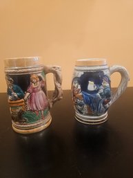 Two Vintage Beer Steins German Style, Barrels