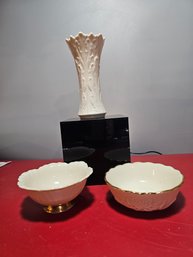 Lenox Vase And Two Small Candy Dishes