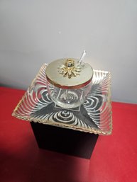 Glas Sugar Bowl Spice Jar, With Candy Dish, Gilded