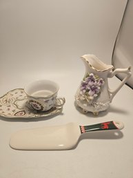 Ceramic Cske Server, Tea Cup, Vase