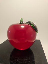 Vintage Art Glass Red Apple Paperweight
