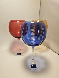 Set Of 3 Colorfull Wine Glasses