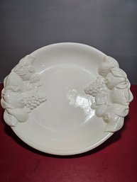 Very Large Decorated Serving Bowl, Fruit Bowl, All White