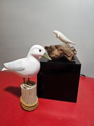 Porcelain Seagull And A Seal. Signed