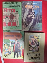 Four Vintage Young Adult Books, One Is Gullivers Travels