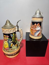 Two Large Collectable Beer Steins, Germany