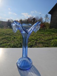 Vintage Blue Vase Ruffled