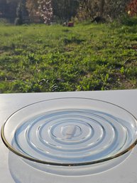 Large Clear Glass Serving Plate Round With Metalic Rim