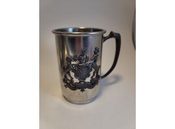 Vintage Norsk Tinn Pewter Norway Mug Animated Crested Coat Of Arms Tankard Mug