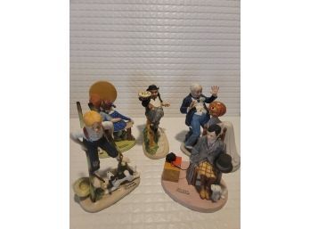 5 Vintage 1980 Norman Rockwell Figurine Danbury Mint Made In Japan, Mint Cond.