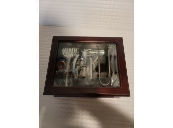 Cocktail Bar Tool Set In Box Cherry Wood Stainless Steel, 12 Pcs