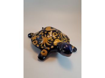 Vintage Artist Hand Made Ceramic Turtle 10' Figurine From Mexico