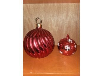 Christmas Decoration, Cookie Jar And Candle Ceramic Majolica Ornaments Shape