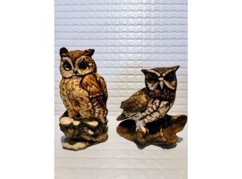 Pair Of Gorgeous Vintage OWLS.One: 1980 Enesco Fred Aman LIMITED EDITION Signed