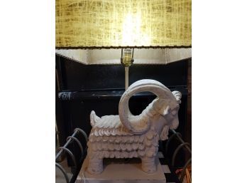 ARIES Ram Lamp W/ Hide Shade Austin Productions Figure 1971 Modernist Sculpture