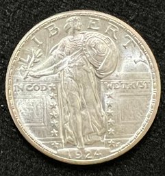 Rare Brilliant Uncirculated 1924d Standing Liberty Quarter W/full Head