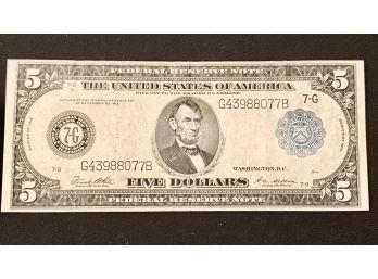 Series 1914 $5 Large Size Federal Reserve Note