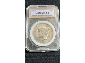 1923 Silver Peace Dollar Graded MS 66