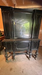 Antique Ebony Breakfront China Closet