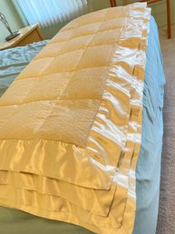 Ivory Queen Quilted Down And Hollow Fill Blanket With Satin Border